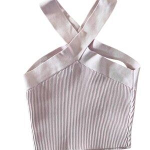 Aritzia Babaton SCULPT KNIT CRISS CROSS Cropped Tank - Frosted Lilac S - NWOT